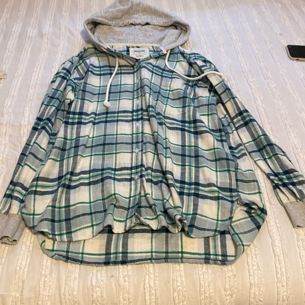 American Eagle flannel with a hood connected to it